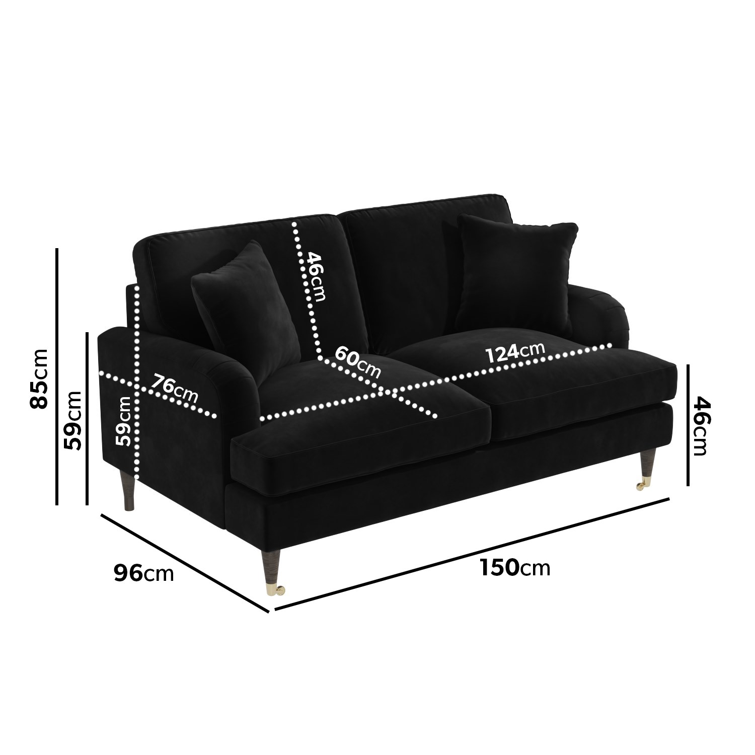 Read more about Black velvet 3 seater & 2 seater sofa set payton